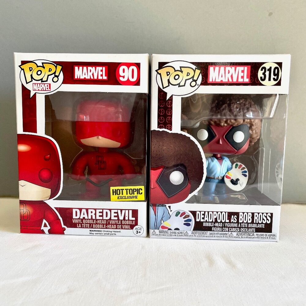 Funko Pop! Marvel Daredevil 90 Hot Topic Exclusive Deadpool as Bob Ross 319 Lot